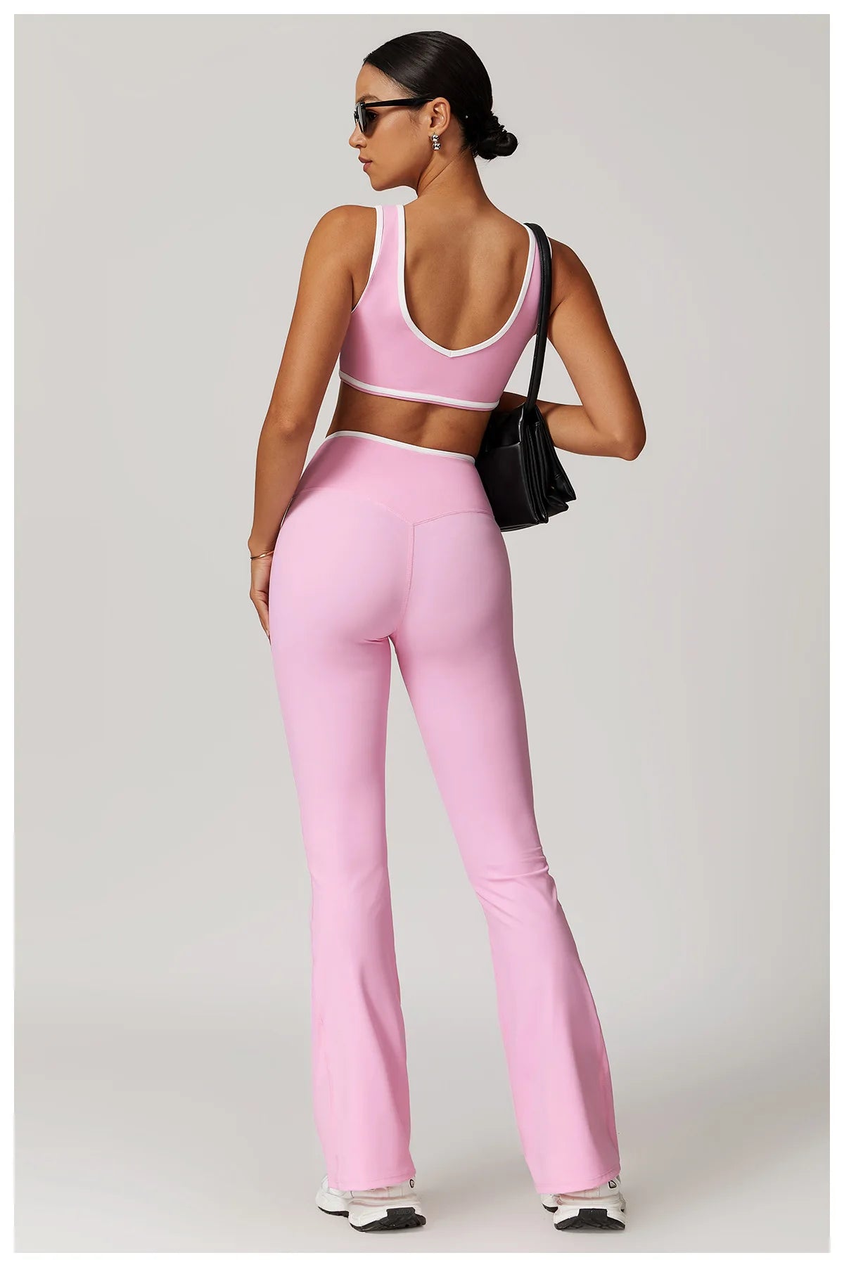Women 2PCS Yoga Suit Gym Sportswear Sports Set Fitness Tracksuits Workout Breathable Bra Loose Bell-bottoms Leggings Yoga Sets