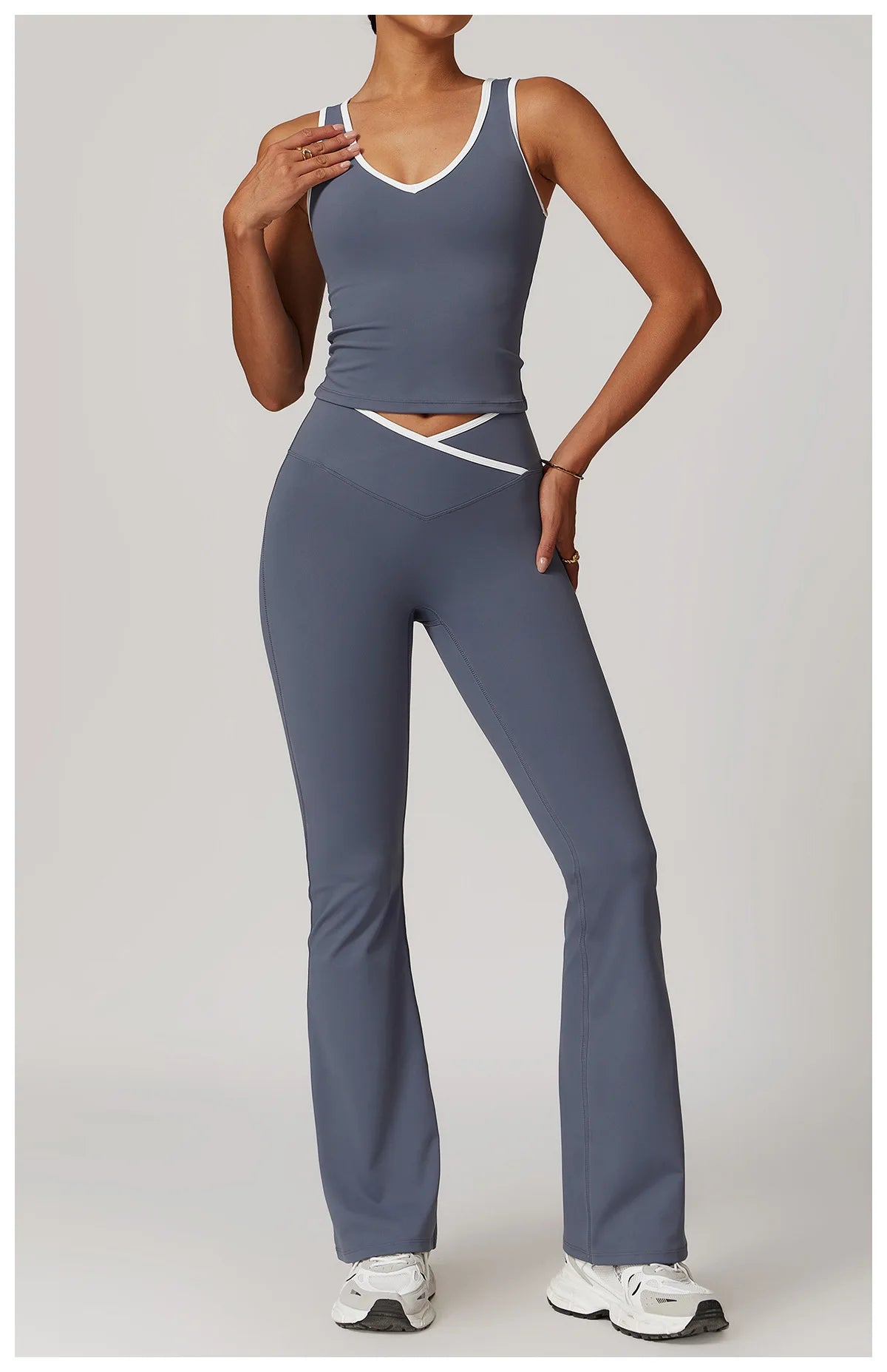 Women 2PCS Yoga Suit Gym Sportswear Sports Set Fitness Tracksuits Workout Breathable Bra Loose Bell-bottoms Leggings Yoga Sets