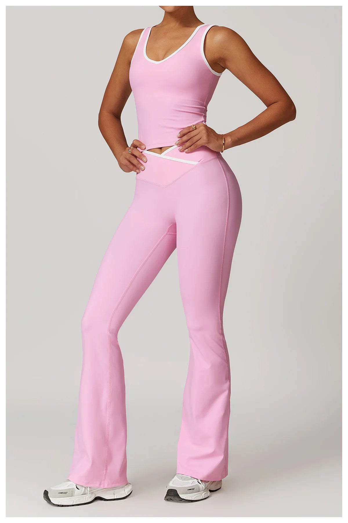 Women 2PCS Yoga Suit Gym Sportswear Sports Set Fitness Tracksuits Workout Breathable Bra Loose Bell-bottoms Leggings Yoga Sets