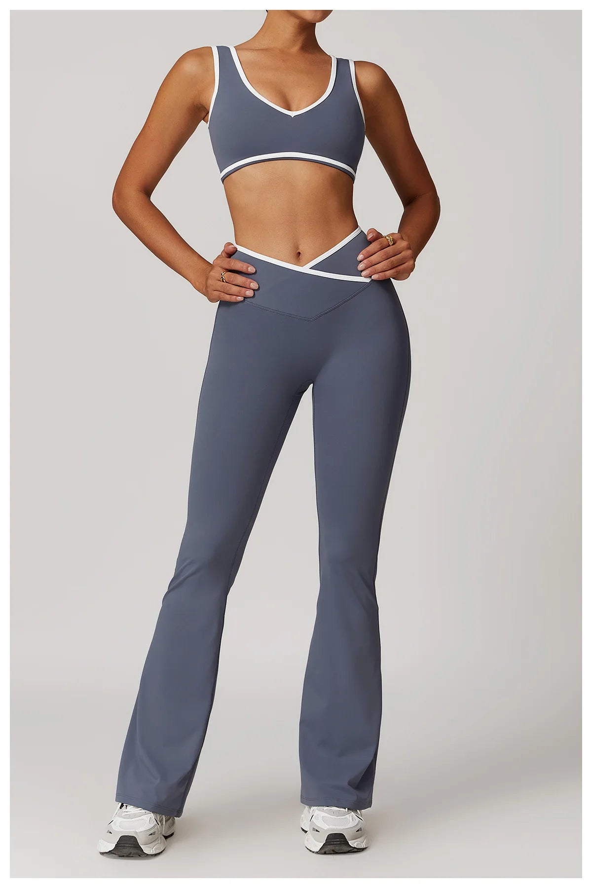 Women 2PCS Yoga Suit Gym Sportswear Sports Set Fitness Tracksuits Workout Breathable Bra Loose Bell-bottoms Leggings Yoga Sets