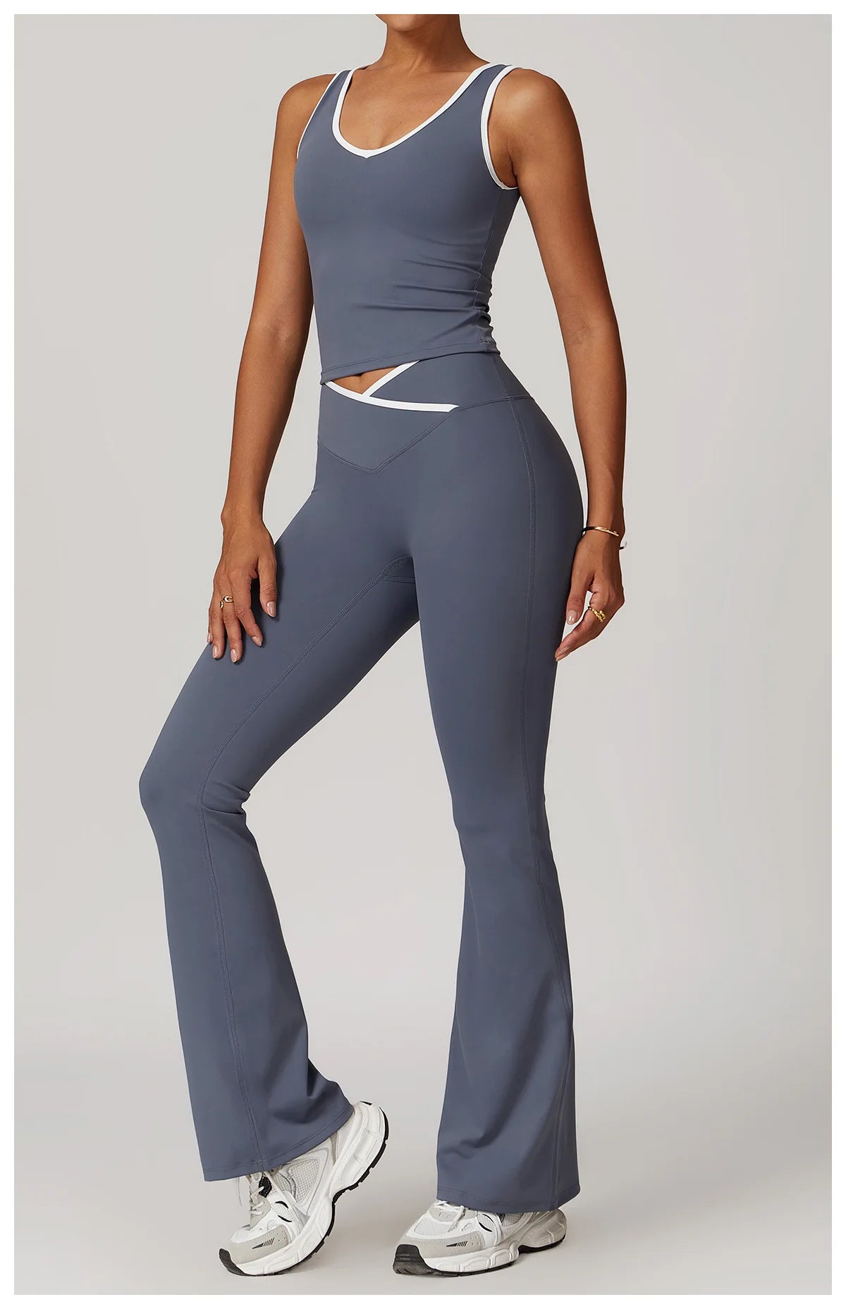 Women 2PCS Yoga Suit Gym Sportswear Sports Set Fitness Tracksuits Workout Breathable Bra Loose Bell-bottoms Leggings Yoga Sets