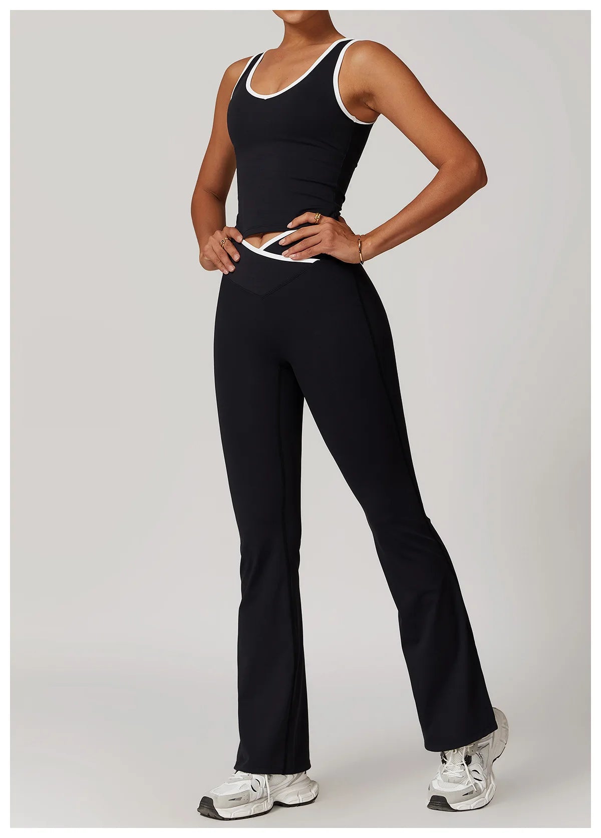 Women 2PCS Yoga Suit Gym Sportswear Sports Set Fitness Tracksuits Workout Breathable Bra Loose Bell-bottoms Leggings Yoga Sets