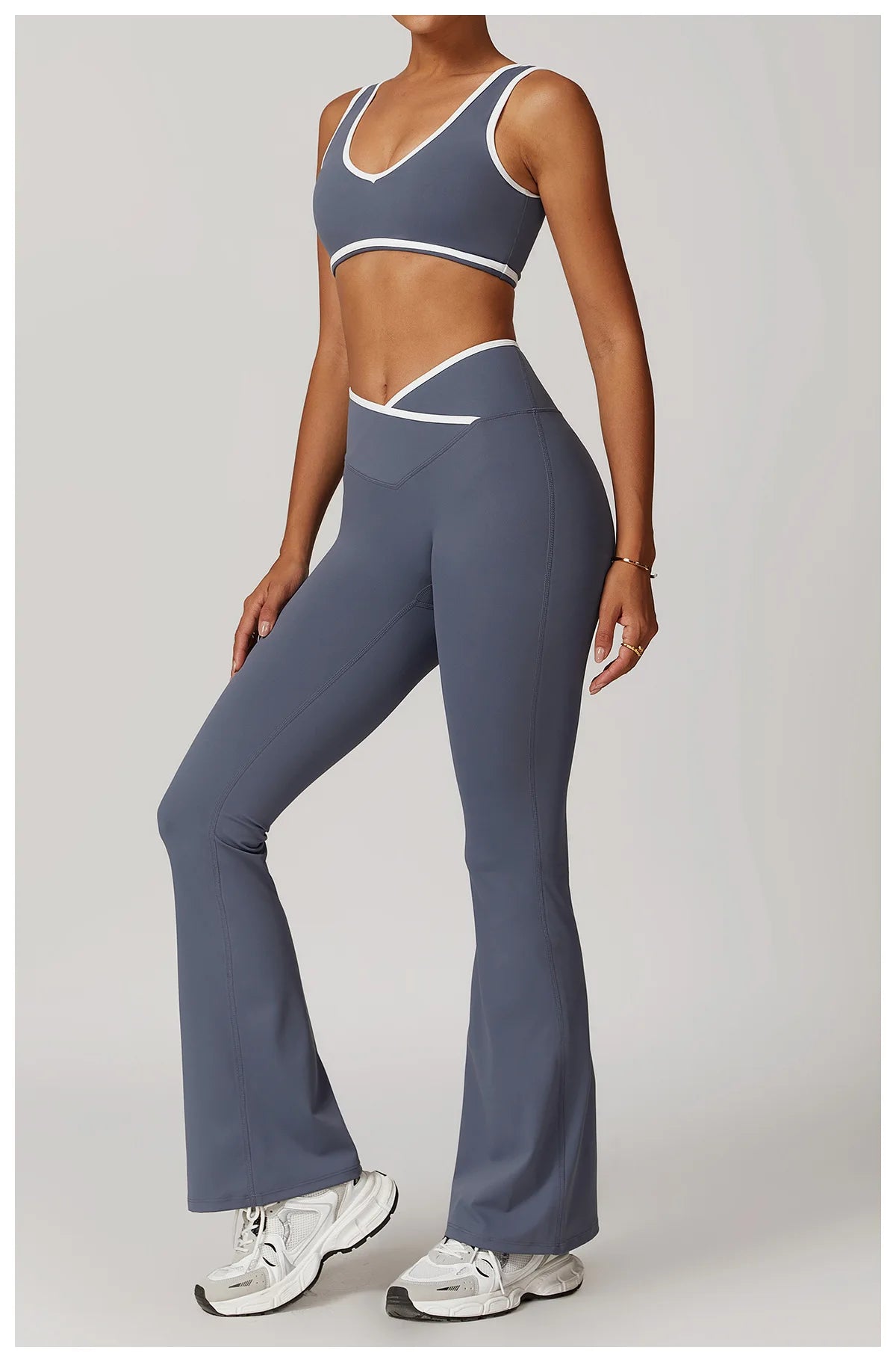 Women 2PCS Yoga Suit Gym Sportswear Sports Set Fitness Tracksuits Workout Breathable Bra Loose Bell-bottoms Leggings Yoga Sets