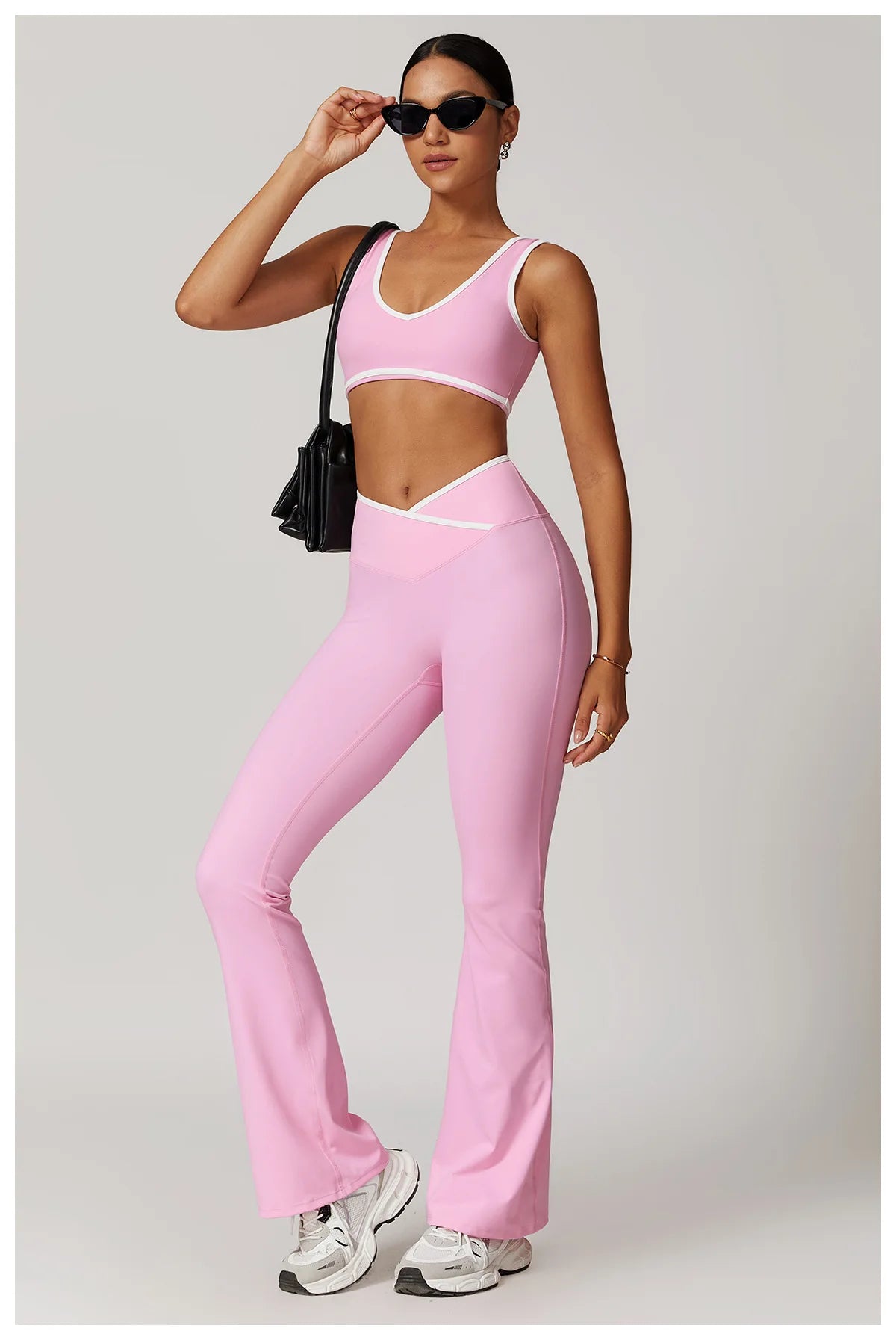 Women 2PCS Yoga Suit Gym Sportswear Sports Set Fitness Tracksuits Workout Breathable Bra Loose Bell-bottoms Leggings Yoga Sets