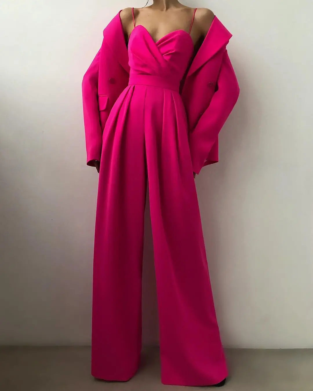 Sleeveless High Waist Jumpsuit Wide Leg Sling Long Pants Romper 2025 Spring Summer Casual Outfit Solid Slim V Neck Rompers