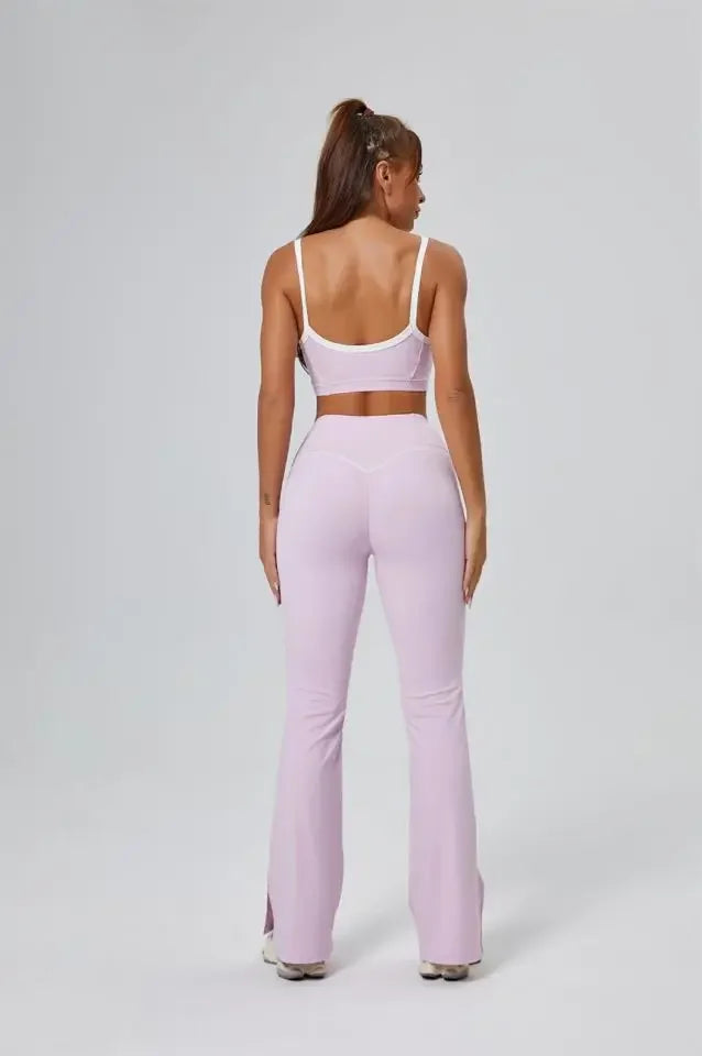 Seamless Yoga Sets Sports Fitness High Waist Hip-lifting Flared Pants Backless Bra Suits Workout Gym Leggings Sets for Women